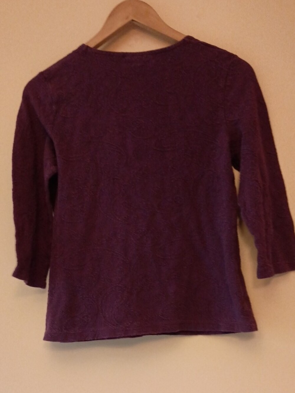 Croft & Barrow Plum Textured Scoop Neck Petite Top - Picture 6 of 7